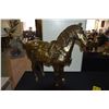 Image 1 : LARGE CHINESE GILT METAL ORNAMENTAL HORSE STATUES (PAIR) (24-1/2" H) (GIVEN TO REV. CLARENCE GUERREI