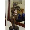Image 1 : BRONZE NUDE FIGURE WITH CAT ON MARBLE BASE
