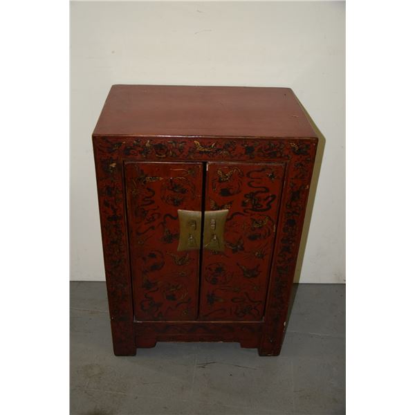 ANTIQUE RED CHINESE CHESTS, CHING STYLE (PAIR)