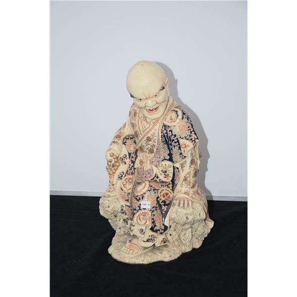 JAPANESE GLAZED POTTERY BUDDHIST FIGURE, LATE 19TH CENTURY MEIJI PERIOD (DAMAGED FINGERS) APPRAISED 