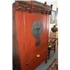 Image 1 : CHINESE RED LACQUER ARMOIRE WITH CROWN (67" H  X 39 1/2" W X 25 1/2" D, 72" H WITH CROWN)  (FROM REV