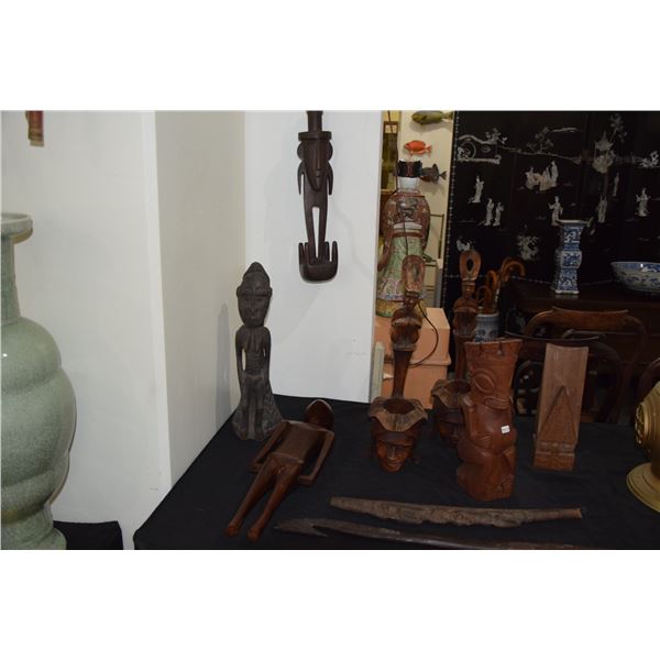 COLLECTION OF PACIFIC ART & WOOD CARVINGS (9 PCS)