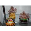 Image 1 : ELABORATE DECORATED FROG & 2 MONEY TREES W/SEMI-PRECIOUS STONE (3 PCS) (FROM REV. CLARENCE GUERREIRO