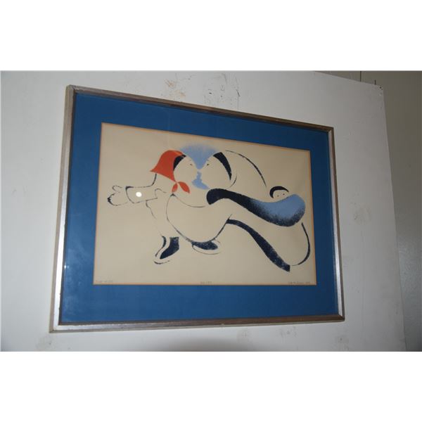 FRAMED LITHOGRAPH,  "THE KISS, ESKIMO BABY & MOTHER"; SIGNED RIE MUNOZ, 1971, 36/80