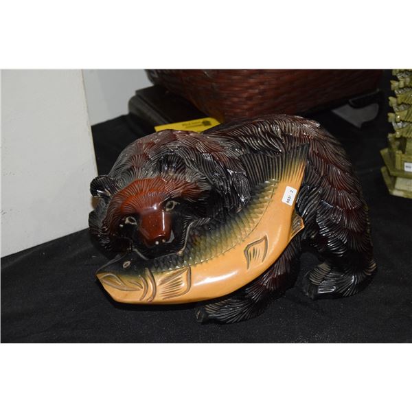 VINTAGE JAPANESE CARVED WOOD BEAR (FROM REV. CLARENCE GUERREIRO COLLECTION)
