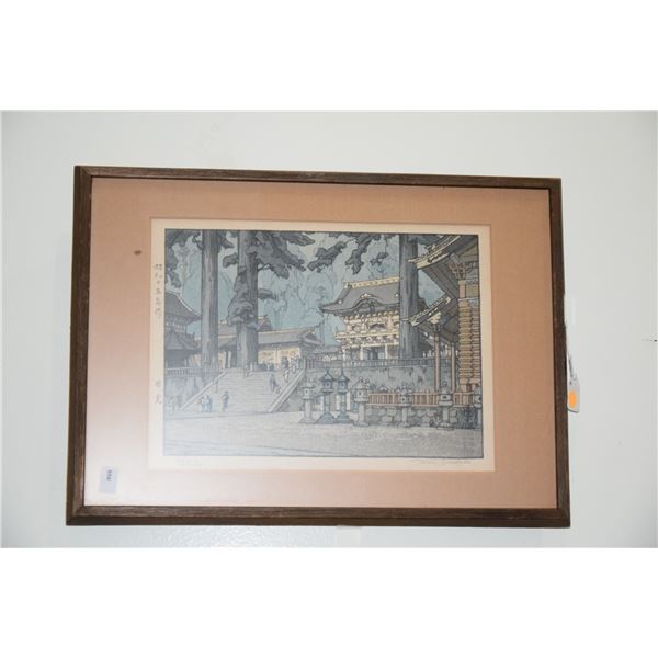 FRAMED UKIOYE WOODBLOCK PRINT; SIGNED TOSHI YOSHIDA "NIKKO"