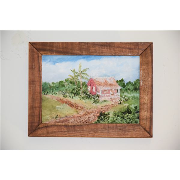 FRAMED DOROTHY HYDE HAWAIIAN PAINTING (8 1/2" X 6 1/2")