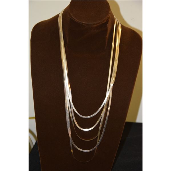 STERLING SILVER 5 STRAND NECKLACE (16" L)