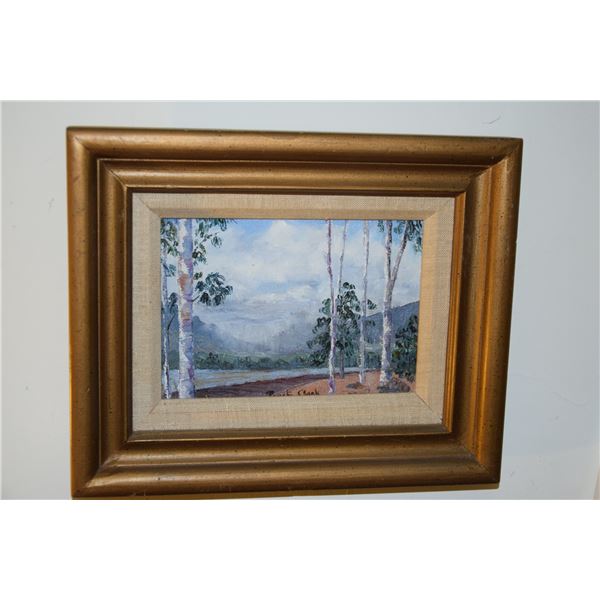 FRAMED OIL ON CANVAS, "RAIN OVER KOLEKOLE PASS"; SIGNED PAUAHI CLARK, (10 1/2" X 9")