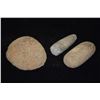 Image 1 : PRE-CONTACT CANOE ABRADER (5"), PRE-CONTACT HAWAIIAN HAMMER STONE, (4 1/2"), PRE-CONTACT BIRD STONE 