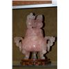 Image 1 : CHINESE ROSE QUARTZ INCENSE POT, CARVED FU DOG LID WITH STAND (10 1/2")