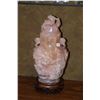 Image 1 : CHINESE ROSE QUARTZ LIDDED VASE ON STAND (13 1/2")