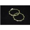Image 1 : SERPENTINE JADE BANGLE BRACELETS, BAMBOO DESIGN (PAIR)