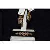 Image 1 : VICTORIAN EARRINGS & ONYX PIN (REPAIRED) (MOURNING JEWELRY) (2 PCS)