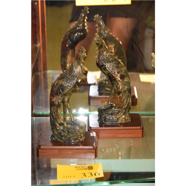 JADE BIRDS ON CUSTOM STANDS (2 PCS)