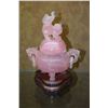 Image 1 : CHINESE ROSE QUARTZ CENSER W/FU DOG & STAND (6 1/2")