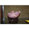 Image 1 : CHINESE ROSE QUARTZ RAM LIDDED BOWL W/STAND (6 1/2" X 3 1/2")