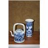 Image 1 : CHINESE BLUE & WHITE PORCELAIN VASE & TEAPOT (2 PCS)