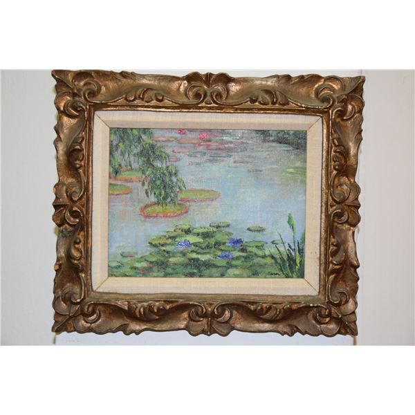 FRAMED OIL ON CANVAS, "LILIES AT WAIMEA"; FERN PIETSCH (13" X 11")