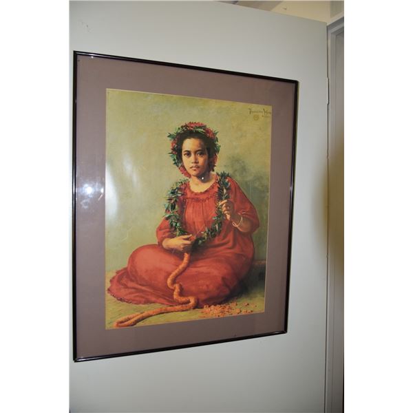 FRAMED PRINT, "THE LEI MAKER"; THEODORE WORE