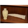 Image 1 : CARVED VASE & FAUX IVORY TUSK (2 PCS) (GIVEN TO FATHER CLARENCE GUERREIRO/TERRANCE KNAPP)