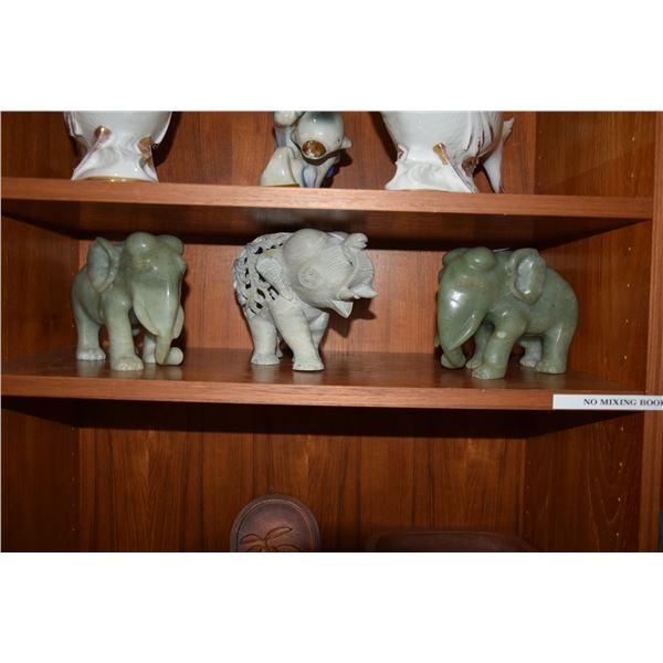 CARVED STONE ELEPHANTS (3 PCS)