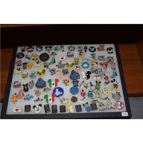COLLECTION OF DISNEY PINS W/DISPLAY CASE