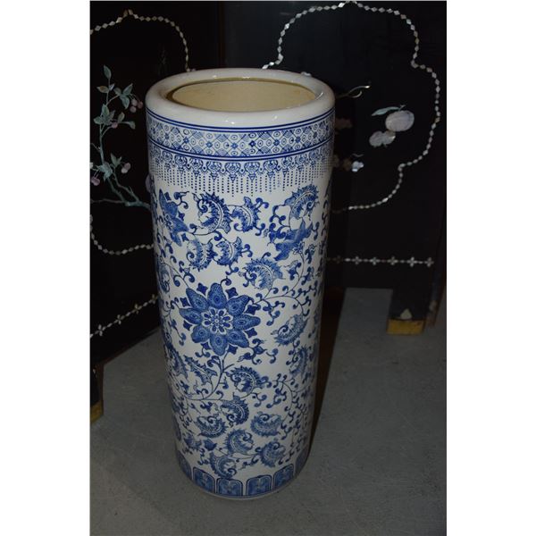 BLUE & WHITE PORCELAIN UMBRELLA STAND