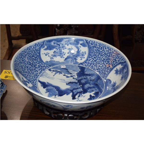 BLUE & WHITE IMARI BOWL (15 1/2" D)