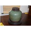 Image 1 : ANTIQUE SHIWAN GREEN GLAZED GINGER JAR W/INTRICATE LID