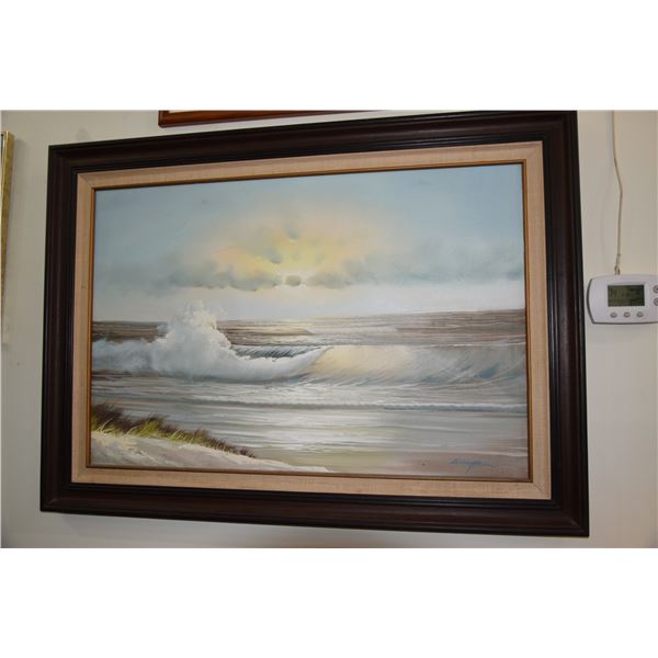 FRAMED OIL ON CANVAS; SIGNED (43" X 31")
