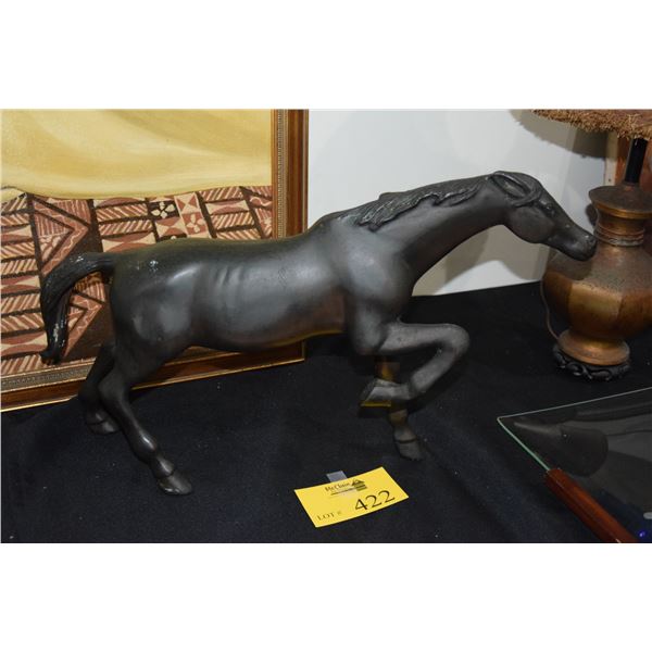 ANTIQUE BRONZE HORSE SCULPTURE (14" X 22")