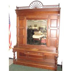 Victorian Walnut Hall Rack w/ Stick & Ball Gallery
