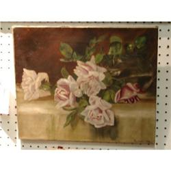 Floral Oil on Canvas Signed Alice Kadity 1900's