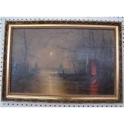 Harry Fenn Sgd Oil on Canvas Encampment