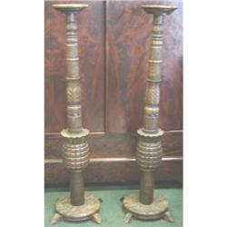 Large Pair of Handcarved Pineapple Stands