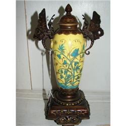 Vict Porcelain & Bronze Decorated Butterfly Urn