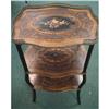 Image 1 : Oblong 3 Tier Sheet Music Inlayed Table with Brass