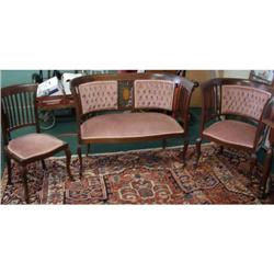 3 Piece Inlayed Back Parlor Set