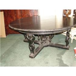 Large Round Carved Table with Cherubs