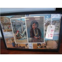 Group of 6 Framed Native Indian Post Cards
