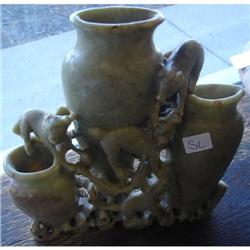 Soapstone Vase with Pig Carvings