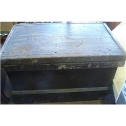 Early Small Wooden Lift Top Trunk with Til