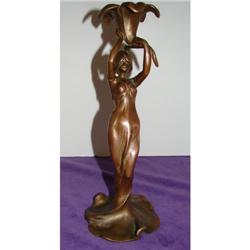 Metal Art Nouveau Candlestick 11 3/4"