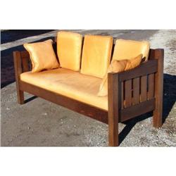 Arts & Crafts Mission Oak Slat Side Settle