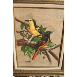 Signed Painting of 2 Birds