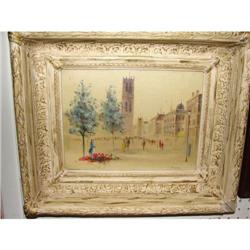 Vintage French Oil Painting Street Scene