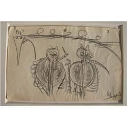Pencil Sketch Signed Wilfredo Lam