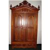 Image 1 : Walnut Victorian 2 Door Armoire w/ Carved Crest