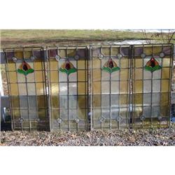 4 Stained Glass Window Panels